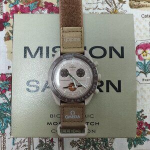 👑POSH NWT Swatch X Omega Bioceramic Moonswatch Mission To Saturn Watch